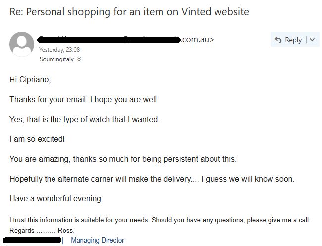 Vinted Italy Proxy Purchase 592